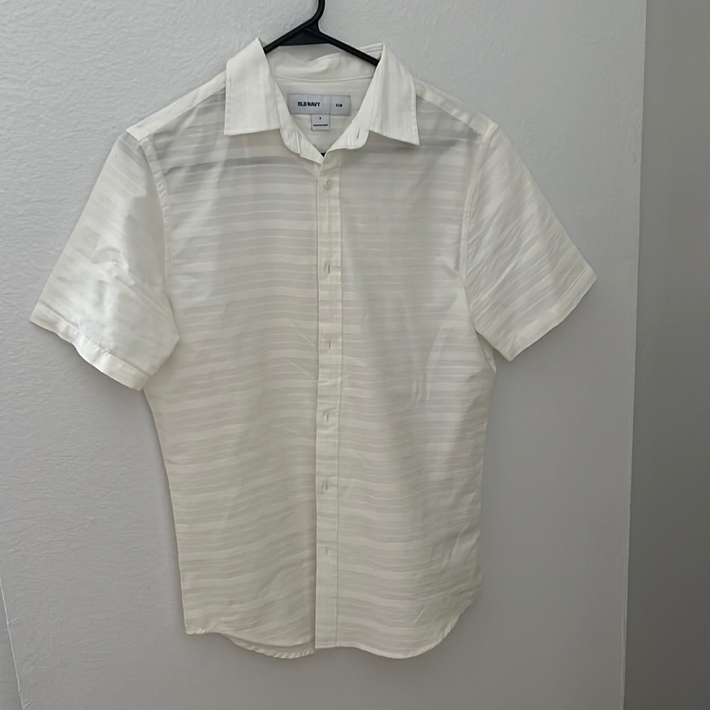 Old Navy Mens slim fit small cotton textured button down shirt sleeve shirt